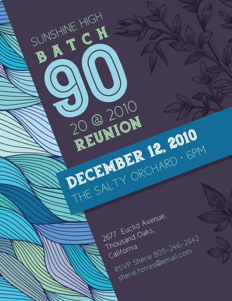 School Reunion Poster Design, School Anniversary Poster, Poster Ideas For College, Reunion Flyer Design, Reunion Poster, End Of School Year Party, Reunion Design, Happy New Year Postcard, Alumni Reunion