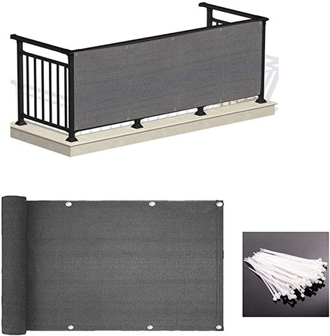 Amazon.com : LOVE STORY 3' x 16' Balcony Deck Privacy Screen Cover UV Protection Weather-Resistant 3 FT Height Charcoal Shield 88% : Garden & Outdoor Covered Balcony Ideas, Laser Hair Removal Marketing, Deck Privacy Screen, Balcony Privacy Ideas, Fence Cover, Apartment Deck, Privacy Screen Deck, Balcony Privacy Screen, Patio Railing