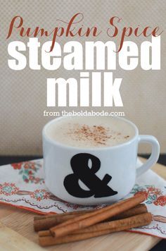 Pumpkin Spice Steamed Milk... a pumpkin pie in a mug. Yumz! Pumpkin Spice Steamed Milk, Pumpkin Spice Milk, Steamed Milk Recipe, Pie In A Mug, Pumpkin Milk, Steamed Milk, Espresso Powder, Everything Pumpkin, Home Yard