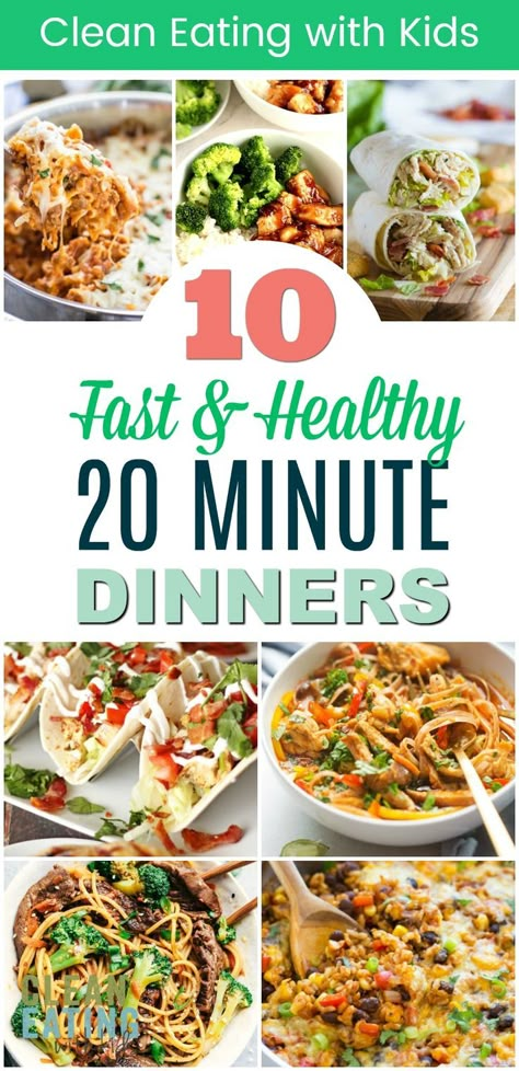 Healthy Fast Meals Dinners, Fast And Easy Healthy Dinners, Weeknight Family Meals, Healthy Family Friendly Recipes, Healthy Fast Dinner Ideas, Quick 10 Minute Meals, Quickly Healthy Dinner, Fast Healthy Family Dinners, Weekly Family Dinner Ideas