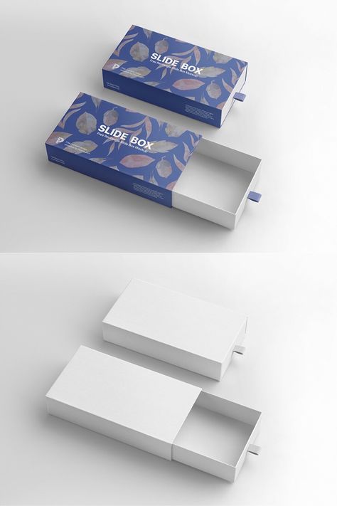 Packaging is the face of any brand or product because the shape, material, and design of any packaging attract the customer to pull it out from the shelf. This new free mockup of Rectangle Slide Box provides you to display your design from all different perspectives. You can customize the design and color of this free rectangle sleeve box mockup with simply a few clicks. #slidebox #giftbox #psdmockup #freemockp #boxmockup #packaging #print #box #mockup #design #designresource #identitybranding Colorful Box Packaging, Sliding Box Packaging Design, Box Mockup Design, Pull Out Box Packaging, Sleeve Box Design, Product Packaging Box Design, Packaging Sleeve Design, Box Sleeve Design, Sliding Box Packaging