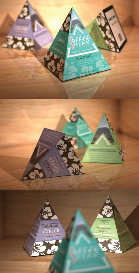 Pyramid Packaging Design, Pop Packaging Design, Teabag Packaging, Grunge Logo, Hawaiian Coffee, Felt Christmas Tree Decorations, Tea Labels, Corridor Design, Seed Packaging