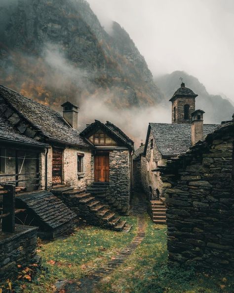 A village in the alpines of Switzerland Ticino Switzerland, Quaint Village, Fantasy Places, Beautiful Villages, World Building, Pretty Places, Fantasy Landscape, Abandoned Places, Wonderful Places