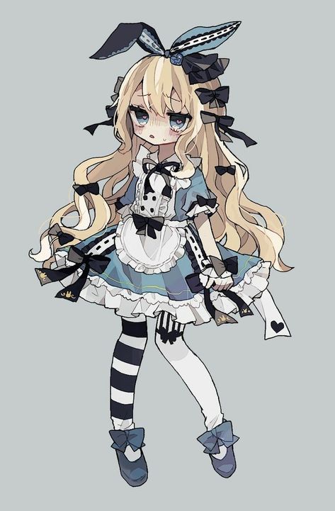 Alice In Wonderland Anime, Alice In Wonderland Fanart, Alice In Wonderland Outfit, Alice In Wonderland Drawings, Anime Drawing, 영감을 주는 캐��릭터, Cute Art Styles, Art Inspiration Drawing, الرسومات اللطيفة