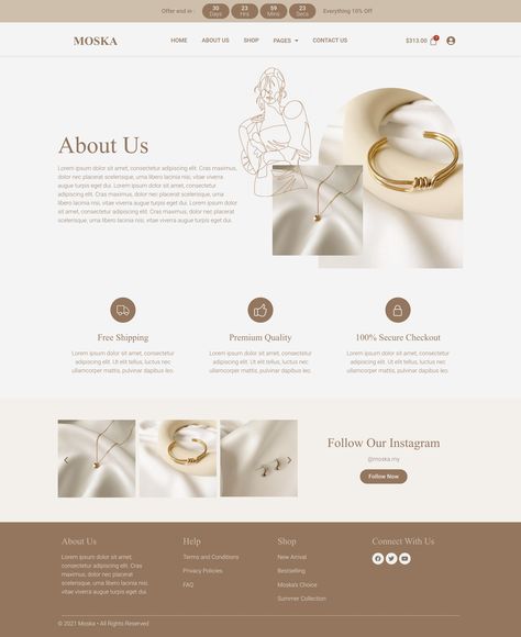 Moska - Fashion Jewelry Store WooCommerce Elementor Pro Template Kit Jewelry Website Design Inspiration, Jewellery Website Design, Jewelry Branding Design, About Us Page Design, Jewelry Website Design, Jewelry Websites, Fine Jewlery, Accessories Website, Jewellery Website