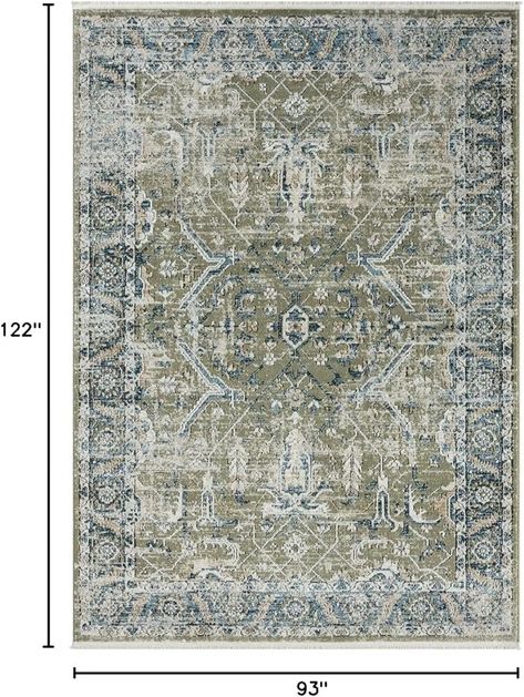 Amazon.com: Abani Savoy Collection Area Rug - Intricate Blue/Green Vintage Design -4' x 6' - Easy to Clean - Durable for Kids and Pets - Non-Shedding - Medium Pile - Soft Feel -for Living Room, Bedroom & Office : Home & Kitchen Ornate Rug, Turkey Colors, Living Room Green, Blue Living Room, Green Area Rugs, Green Rug, Rug Material, Navy And Green, Bungalow Rose