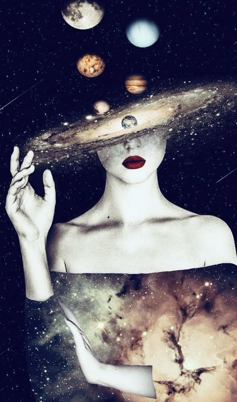 Space Art Gallery, Female Art Painting, Celestial Art, Galaxy Art, Arte Inspo, Cat S, Spiritual Art, Girly Art, Surreal Art