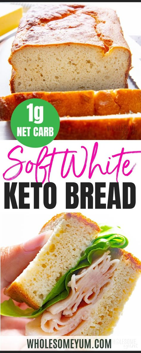 Keto Bread (Easy, Fluffy, 5 Ingredients) - Wholesome Yum Keto Friendly Baked Goods, Keto Baggett, Keto Crostini Bread, Keto Breakfast For One, Low Carb Keto Bread, Keto Bread In Bread Machine, Keto 90 Second Bread, How To Make Keto Bread, Diy Keto Bread