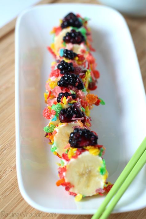 Fun Kid Breakfast, Kid Friendly Breakfast, Sushi For Kids, Breakfast Sushi, Kids Healthy Snacks, Fruity Pebbles Cereal, Kid Friendly Breakfasts, Blw Recipes, Sushi Recipe