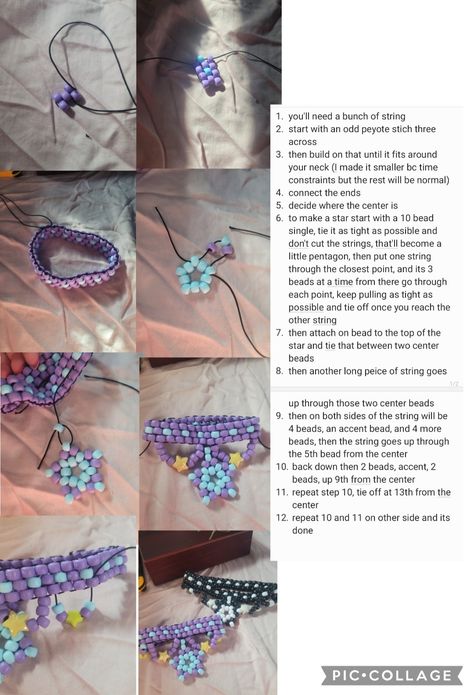 Beaded Cuff Bracelet Patterns, Kandi Choker Pattern, Cool Kandi Patterns, Diy Kandi Cuff, How To Make A Star With Beads, Kandi Patterns Easy, Diy Bracelets Patterns Beads, Double Kandi Bracelet Tutorial, Kandi Worm Tutorial