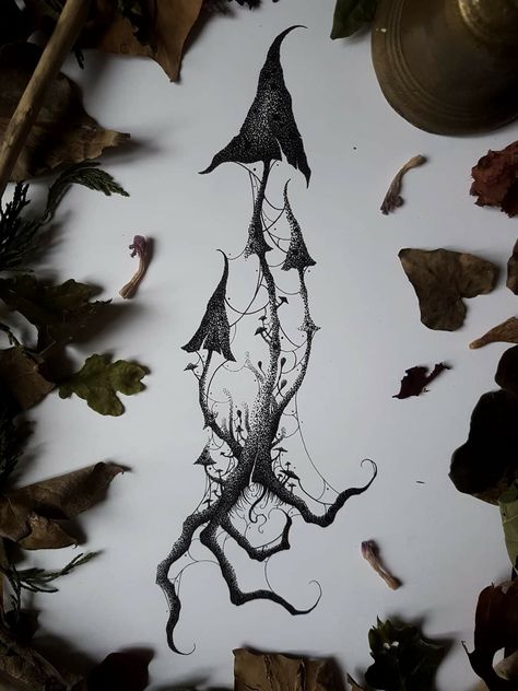 Eldrich Horror Tattoo, Oyster Mushroom Drawing, Fungi Tattoos, Mythical Tattoos, P Tattoo, Mushroom Tattoos, Witch Tattoo, Sketch Tattoo Design, Botanical Tattoo