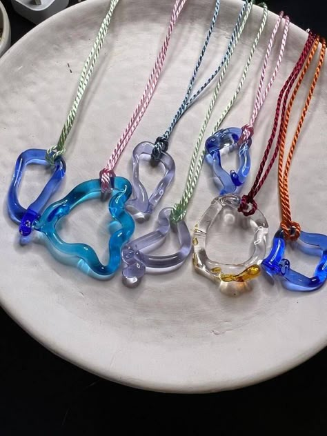 Cord Necklaces, Boho Pendant Necklace, Lampwork Pendant, Glass Jewellery, Dope Jewelry, Silk Cord, Glass Pendant Necklace, Everyday Necklace, Funky Jewelry