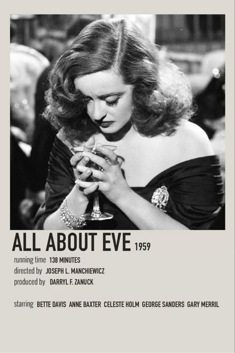 50s Movies Posters, All About Eve Movie, 40s Movie Posters, All About Eve Poster, Old Hollywood Movies Posters, 1950 Movie Posters, Best Films Of All Time, Old Films To Watch, Old Movie Posters Vintage