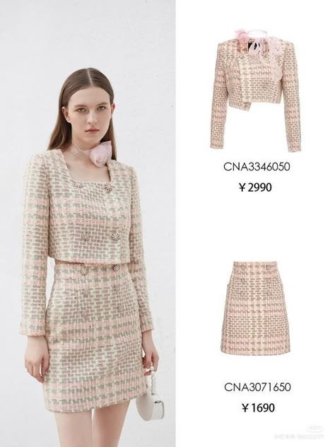 Tweed Outfit Women, Tweed Set Outfit, Tweed Suit Women, Chanel Two Piece, Tweed Fashion, Tweed Outfit, Tweed Suit, Sunday Dress, Fashion Top Outfits