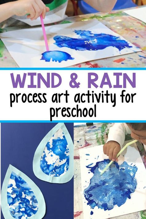 Rain Process Art, Spring Art Activity, Weather Activities Preschool, Art For Spring, Resurrection Garden, April Preschool, Weather Lessons, Preschool Weather, Weather Art