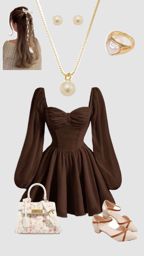 Brown Evening Dresses, Hamilton Outfits, Dark Brown Dress, Badass Girl, Burmese Clothing, Girly Girl Outfits, Fashion Capsule Wardrobe, Evening Outfit, Outfits I Would Wear