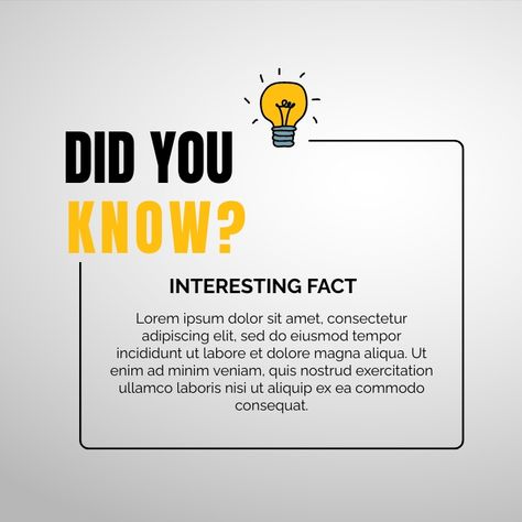 Simple Did you Know editable facts template Easy Social Media Posts, Price Template Design, Fun Fact Poster Design, Did You Know Poster Design, Facts Poster Design, Did You Know Post Design Ideas, Did You Know Social Media Post Design, Did You Know Template, Did You Know Ads