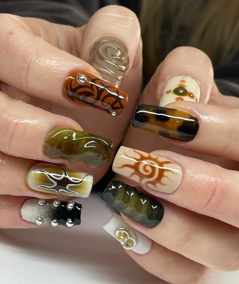 Hippie Nails, Punk Nails, Smink Inspiration, Grunge Nails, Really Cute Nails, Cool Nails, Fire Nails, Funky Nails, Dream Nails