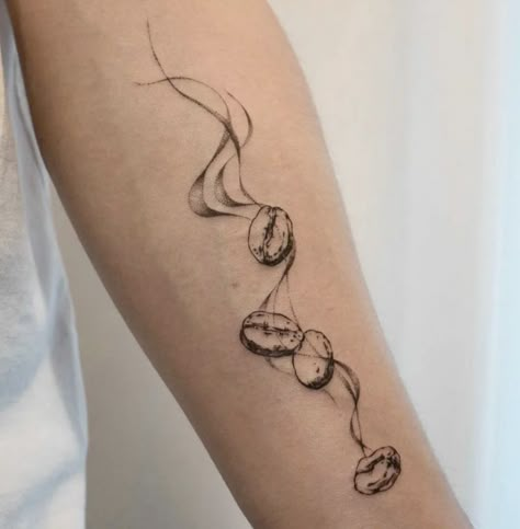 Coffee Beans Tattoo, Beans Tattoo, Barista Tattoo, Latte Art Tattoo, Coffee Cup Tattoo, Tattoo Cafe, Tattoo Line Art, See Tattoo, Coffee Tattoo