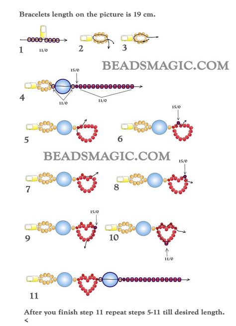 Beaded Jewelry Patterns Heart, Heart Bead Pattern Tutorial, Beaded Heart Bracelet Pattern, How To Make A Heart Bead Bracelet, Heart Bead Bracelet Pattern, Beaded Tutorials And Patterns, Beaded Bracelets Heart, Heart With Beads Tutorial, Bracelet Heart Tutorial