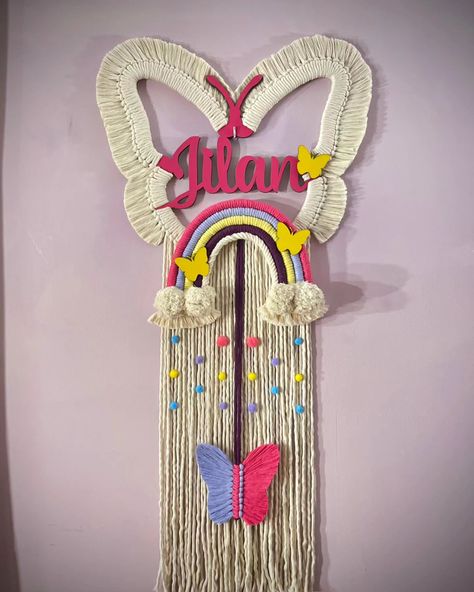 Butterfly name 🦋 New design for your baby 💓 Customize your baby's name with a touch of macrame 🌟 Always made with love 🤍 #macrame #namecloud #byreem #مكرمية Made With Love, News Design, Baby Names, New Design, With Love, Macrame, Design, Macramé