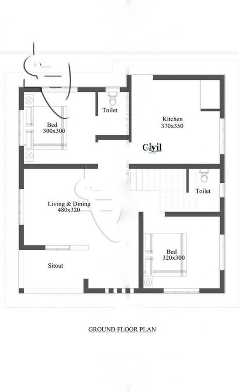 750 Sq Ft 2BHK Single Floor Modern House And Plan - Engineering Discoveries 900 Sq Ft House, Smart House Plans, 800 Sq Ft House, Square House Plans, Carriage House Plans, Unique House Plans, Little House Plans, Rustic House Plans, Free House Plans