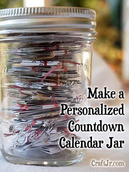 Help your kids get through a weeks or months long wait by creating a fun and empowering countdown calendar Waiting Jar. Includes a free calendar template from CraftJr.com. Christmas Countdown For Boyfriend, Diy Countdown, Retirement Countdown Calendar, Diy Countdown Calendar Vacation, Countdown Gift Ideas For Him, Creative Countdown Ideas, Fun Countdown Ideas, 100 Day Countdown Ideas, Diy Countdown Calendar