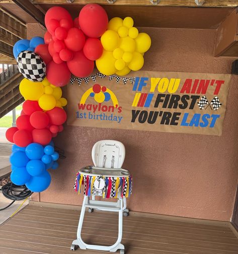 Thank you @breannablacketer for choosing the best first birthday party theme ever! And for letting me be part of your baby’s celebration🏁 Happy Birthday, Waylon! #firstbirthday #firstbirthdayparty #firstbirthdayideas #talladeganights #rickybobby #birthdayparty #birthdaypartydecor #birthdaypartyideas #handpainted #handpaintsigns 1 St Birthday Boy Year Old Themes, If You’re Not First You’re Last Birthday, Talledaga Nights First Birthday Party, First Bday Boy Birthday Themes, Rocky Theme Birthday Party, Ricky Bobby First Birthday Party, Taladaganights 1st Birthday Party, Race Car Birthday Party Ideas 1st, Ricky Bobby 1st Birthday Party