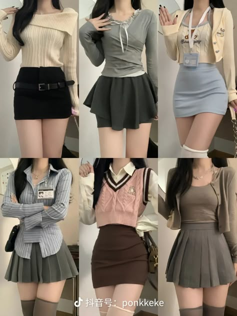 Korean Skirt Outfits, Short Skirts Outfits, Korean Casual Outfits, Cute Dress Outfits, Everyday Fashion Outfits, Kawaii Fashion Outfits, Korean Fashion Dress, Elegante Casual, Easy Trendy Outfits