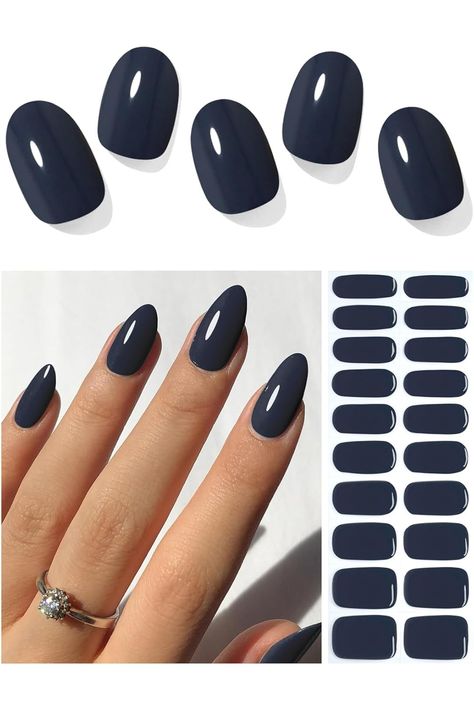 Semi Cured Gel Nail Strips (Dark Grey Blue)-20 PCS Beige Gel Nail Stickers  UV Light Required  Gel Nail Wraps, Salon Quality &amp; Easy To Use Dark Beige Nails, Nails Inspiration Spring, Gel Nail Stickers, Gel Nail Strips, Beige Nails, Dark Beige, Nail Wraps, Uv Light, Nail Stickers