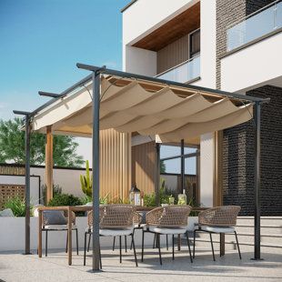 Pergolas Pergola Metal, Retractable Pergola Canopy, Pergola Retractable, Steel Pergola, Backyard Shade, Grill Gazebo, Retractable Pergola, Patio Pergola, Metal Pergola