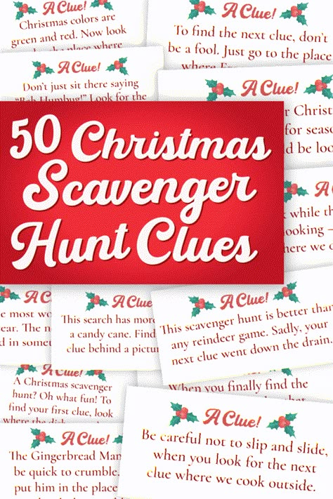 Xmas Present Scavenger Hunt, Simple Scavenger Hunt Clues, Present Scavenger Hunt Christmas, Ideas For Scavenger Hunt Clues, Clever Scavenger Hunt Clues, Funny Scavenger Hunt Ideas For Adults, Secret Santa Scavenger Hunt Work, Scavenger Hunt Ideas To Find A Gift, Fun Scavenger Hunt Ideas For Adults