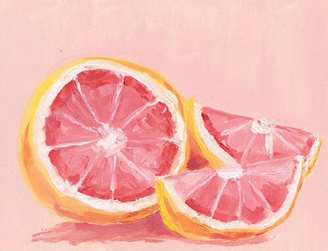 Grapefruit Painting Acrylic, Citrus Painting Acrylic, Grapefruit Painting, Oil Pastel Art, Fruit Painting, Ipad App, High Art, Fruit Art, Pastel Art