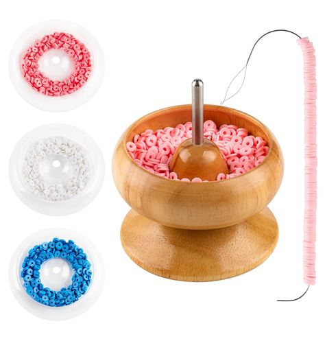 PRICES MAY VARY. QUICK CHANGED TRAYS: Beading bowl spinner kit comes with 3 transparent changed bowls, you can change them at will when you weave bracelets or necklaces of multiple colors, no need to pour the rice beads out and back in. This saves time and increases efficiency BEADS ROTATING KIT: Wooden bead bowl rotating kit can be used to make handmade jewelry such as bracelets, necklaces, DIY bracelets, waist chains, mud beads, etc, to meet different needs, not only to make jewelry, but also Clay Beads Spinner, Bead Spinner Bracelets, Clay Bead Spinner, Bead Spinner, Bead Bowl, Necklaces Diy, Beads Kit, Beads Clay, Boo Basket