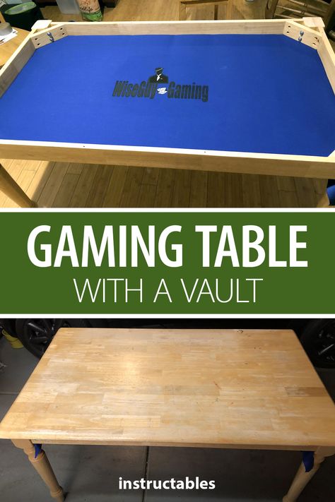 cyberogre designed this gaming table for D&D and board games. It looks like a normal dining table until you take off the top to reveal the vault below. #Instructables #workshop #woodworking #woodshop #furniture Dining Room Game Table, D&d Table Gaming Diy, Diy Board Game Table Topper, Diy Game Table How To Build, Diy Gaming Table Plans, Board Game Table Topper, Gaming Dining Table, Diy Game Table Ideas, Diy D&d Table