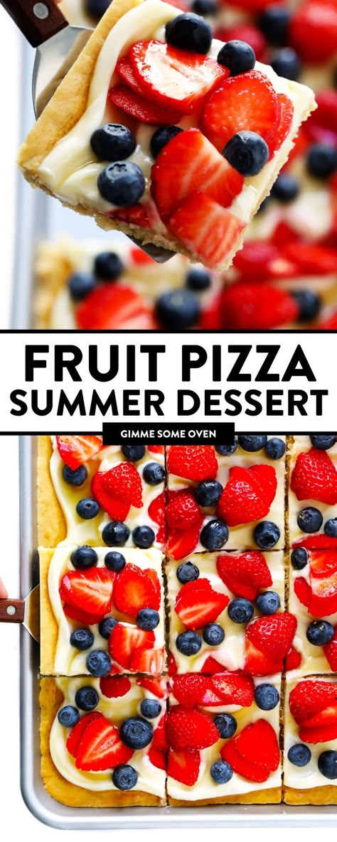 This Easy Fruit Pizza recipe is made with my favorite brown sugar cookie crust, it’s spread with a quick and dreamy cream cheese frosting and finally topped with your favorite combination of fruit. This delicious summer dessert is always a crowd fave! Easy Fruit Pizza, Fruit Sauces, Dessert Pizza Recipes, Sugar Cookie Crust, Fruit Pizza Recipe, Fruit Dessert Recipes, Easy Summer Desserts, Fruit Pizza, Dessert Pizza