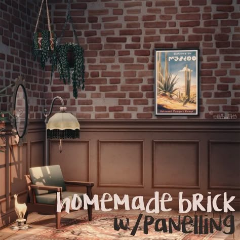 HOMEMADE BRICK WITH PANELLING | amoebae Sims 4 Build Cc, Build Buy Cc, Die Sims 4, Sims 4 Clutter, Furniture Cc, Sims 4 Expansions, Sims 4 Mm Cc, Sims 4 House Design, Sims 4 Furniture