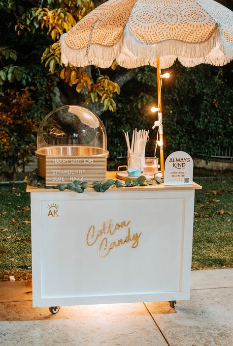 Coffee cart & desserts Cart servicing So Cal — Always Kind Co Bridal Shower Bar Cart, Mobile Cotton Candy Cart, Dessert Cart Wedding, Churro Cart Wedding, Dessert Booth Ideas, Dessert Cart Ideas, Snow Cone Bar, Candy Cart Ideas, Tap Cart