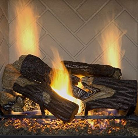 Flint Hill Vent Free Gas Log Set Ventless Gas Logs, Vent Free Gas Fireplace, Natural Gas Fireplace, Ventless Fireplace, Outdoor Gas Fireplace, Gas Log Sets, Fireplace Logs, Free Gas, Gas Fireplace Logs