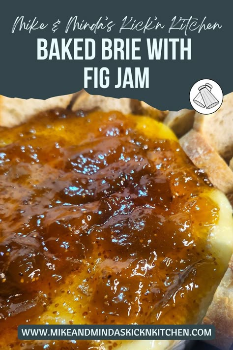 If you are looking for an appetizer that will please the whole crowd, try our Baked Brie with Fig Jam. Sweet and savory served on warm bread. #foodie #foodblogger #thanksgiving #mealplanning #baking #kicknkitchen #Brie #Appetizers New Year Eve Snacks, Brie And Fig Jam, Recipes With Nutrition Facts, Brie And Fig, Baked Brie With Fig Jam, Brie With Fig Jam, Brie Appetizers, Baked Eggplant Recipes, Baked Brie With Jam