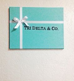 Tiffany And Co Painting, Delta Zeta Canvas Painting, Kappa Delta Painted Canvas, Sorority Canvas Kappa Delta, Dphie Canvas Sorority, Delta Zeta Canvas, Theta Crafts, Sorority Paintings, Phi Mu Crafts