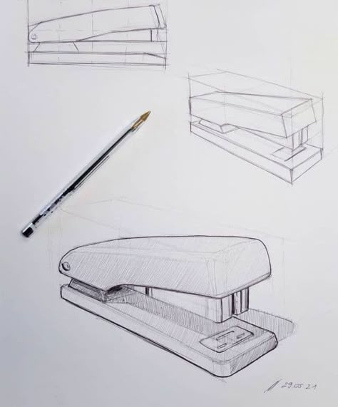 Perspective Product Sketch, Object Drawing Simple, Object Sketches, Industrial Sketching, Isometric Sketch, Product Sketching, Product Sketches, Perspective Sketch, Structural Drawing