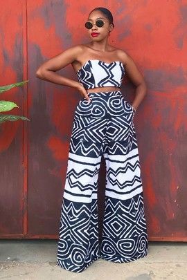 Buy African 2 pieces sets | Ankara and Kente clothing - Afrikrea Mangishi Doll, African Garments, African Couture, African Print Pants, African Print Jumpsuit, African Traditional Wear, African Print Clothing, Ankara Fashion, African Inspired Clothing