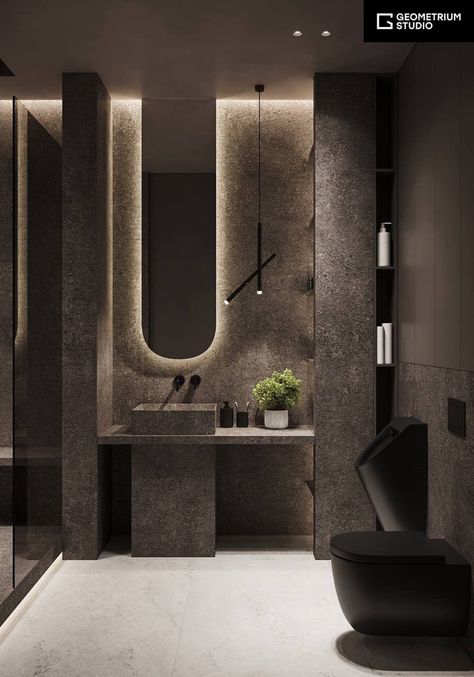 Modern Washroom Design, Apartment Bathroom Design, Toilet Design Modern, Modern Powder Room, Designer Bathrooms, Inmobiliaria Ideas, Bathrooms Inspiration, Bathroom Design Styles, Wc Design