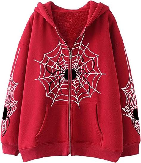 Web Spider, Zippered Sweater, Fashion Hoodies, Hooded Coat, Zip Up Hoodie, Spider Web, Casual Sweatshirt, Harajuku, Spiderman