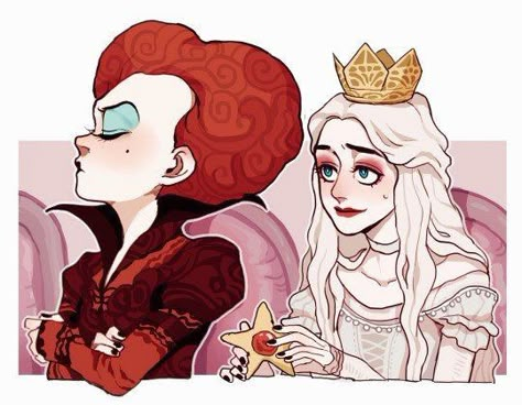 Red Queen Alice In Wonderland Fanart, White Queen Fanart, White Queen And Red Queen, Red Queen And White Queen, Mad Hatter Fanart, Red Queen Art, Red Queen Alice In Wonderland, Alice In Wonderland Fanart, Peace Offering