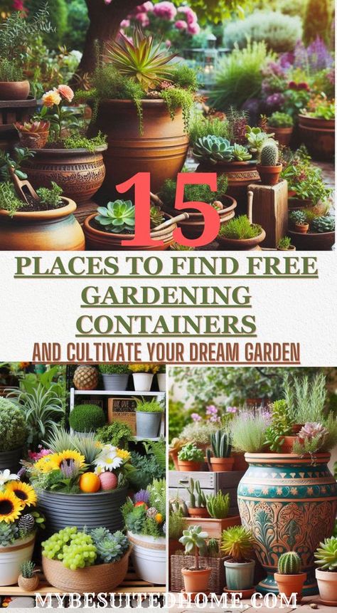 Unleash your inner gardener for free!  This post reveals 15 clever places to find free containers and transform them into stunning garden planters. Breathe life into your dream garden without breaking the bank. Get ready to upcycle, repurpose, and cultivate your green oasis! #freecontainergardening
#upcycledgardencontainers
#gardeningonabudget
#diygardenplanters
#sustainablegardening
#creativegardeningideas Diy Upcycled Planters, Gardening Inside, Gardening Containers, Diy Container, Acre Homestead, Container Garden Ideas, Container Planting, Planter Garden, Upcycle Garden