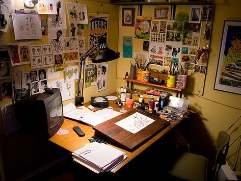 Home Art Studios, Artist Workspace, Art Studio Space, Art Studio Room, Art Studio Design, Drawing Table, Art Studio At Home, Studio Room, Study Space