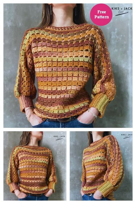 Fall to Winter Sweater Free Crochet Pattern Hexagon Sweater Crochet, Sweater Crochet Patterns, Hexagon Sweater, Crochet Cardigan Ideas, Crochet Apparel, Crochet Sweater Design, Crochet Sweater Free, Winter Crochet, Ugly Xmas Sweater