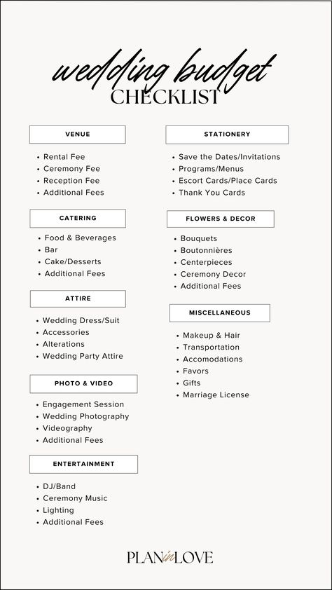 Your Complete Wedding Budget Checklist | Plus Tips | Wedding Planning | Plan In Love plannerprintables #americanweddings📊 Wedding Ceremony Step By Step, Wedding List Checklist Budget, Planning A Cheap Wedding, Things To Consider When Planning A Wedding, Civil Wedding Checklist, First Steps To Planning A Wedding, Luxury Wedding On A Budget, Micro Wedding Budget, How To Plan A Wedding On A Budget